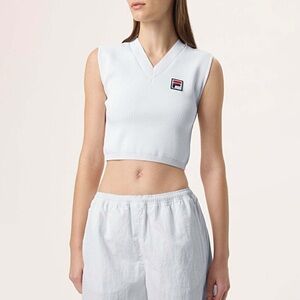 Hailey Bieber NWT Crop Ribbed V-Neck Baby Tank Top White Medium